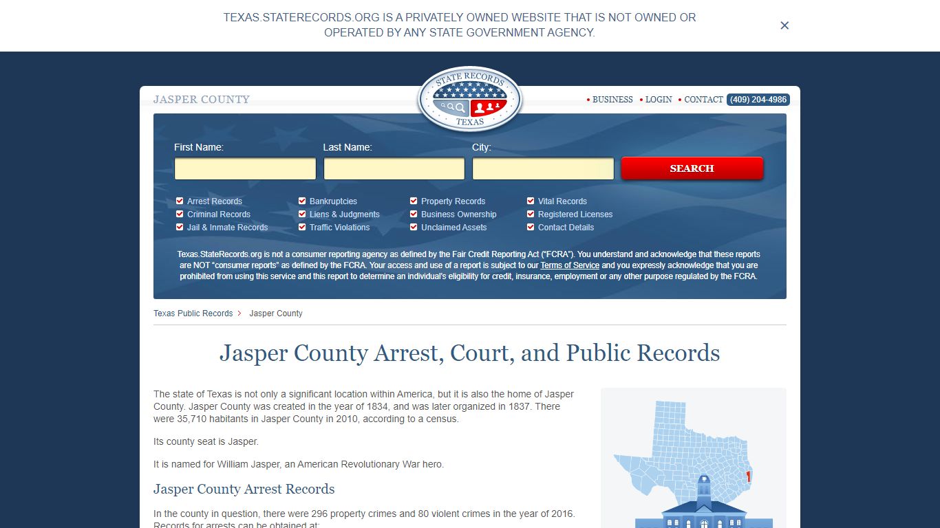 Jasper County Arrest, Court, and Public Records